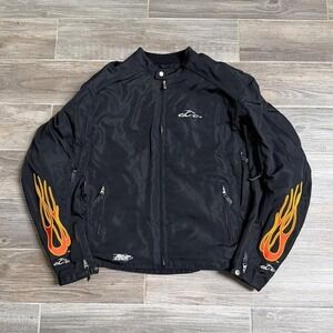 Vintage Y2K west coast choppers type Flame Zip Up motorcycle Jacket size xl